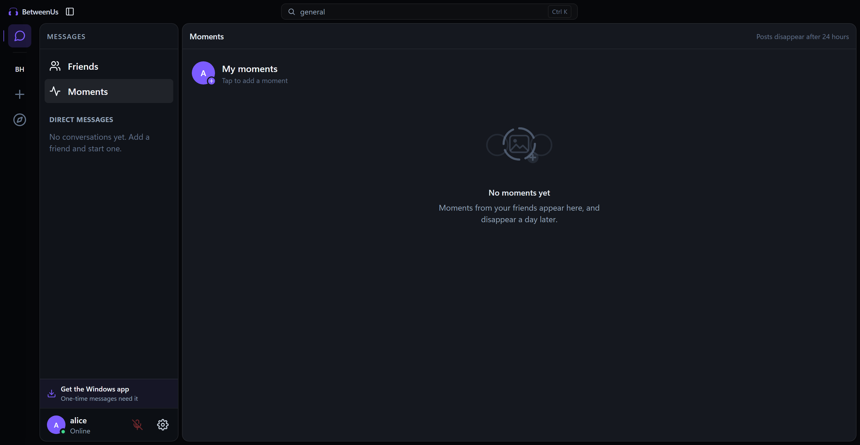 Moments Feature on Desktop