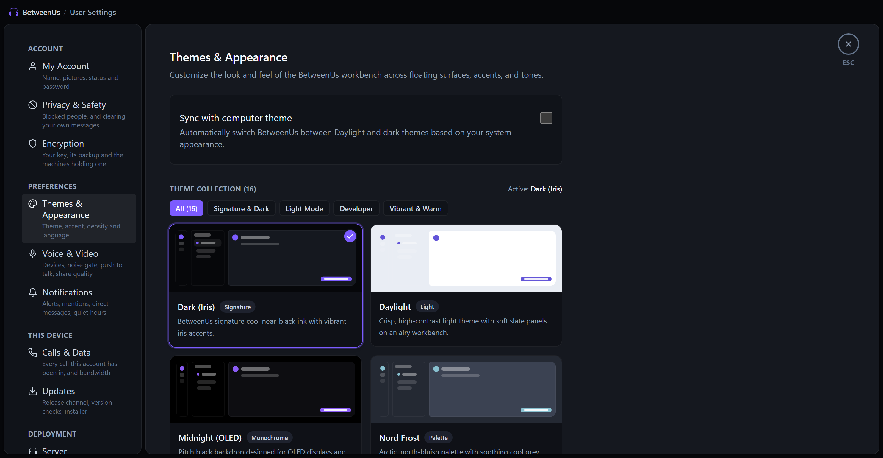 Themes and Appearance Settings